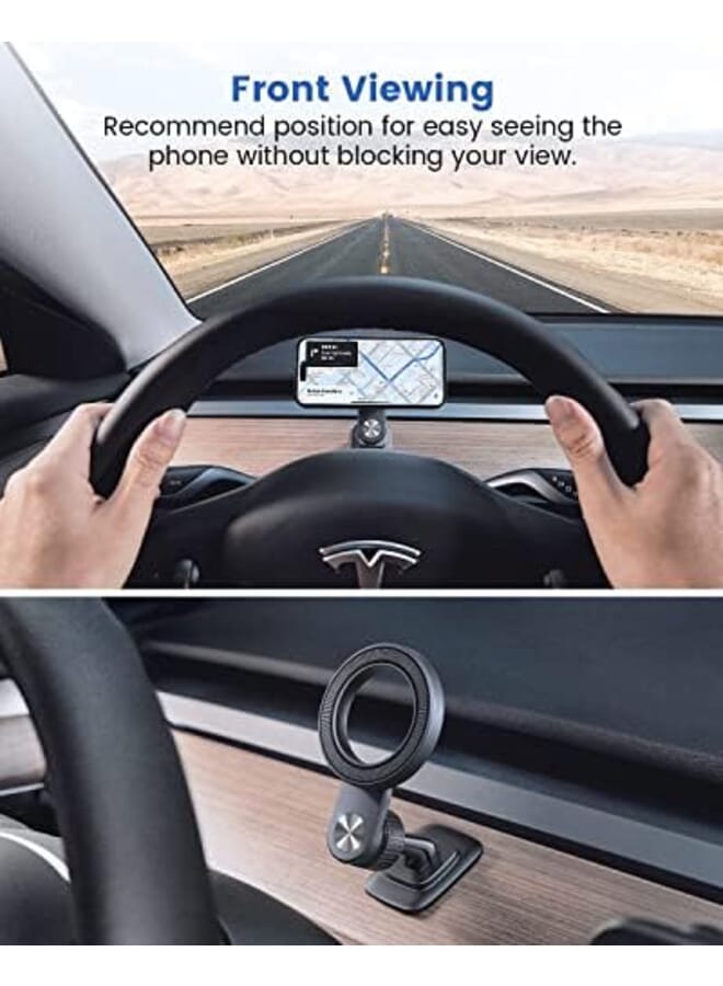 Excefore For Magsafe Car Mount Magnetic Phone Holder For Car Dash Mount Phone Holder Fit Curved Surface Flexible Rotation Compatible With Iphone 14 13 12 Pro Max Plus Mini Magsafe Case - Image 2