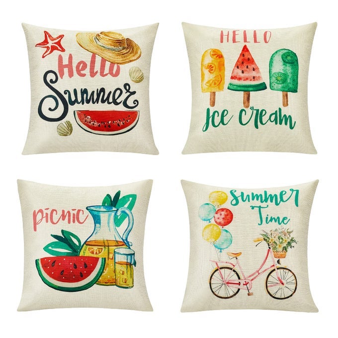 SUMMER PILLOW COVERS 16X16 DECORATIVE PILLOW COVERS FARMHOUSE PILLOW COVERS PILLOW CASES BOHO CUSHION CASES FOR SOFA COUCH BEDROOM SET OF 4