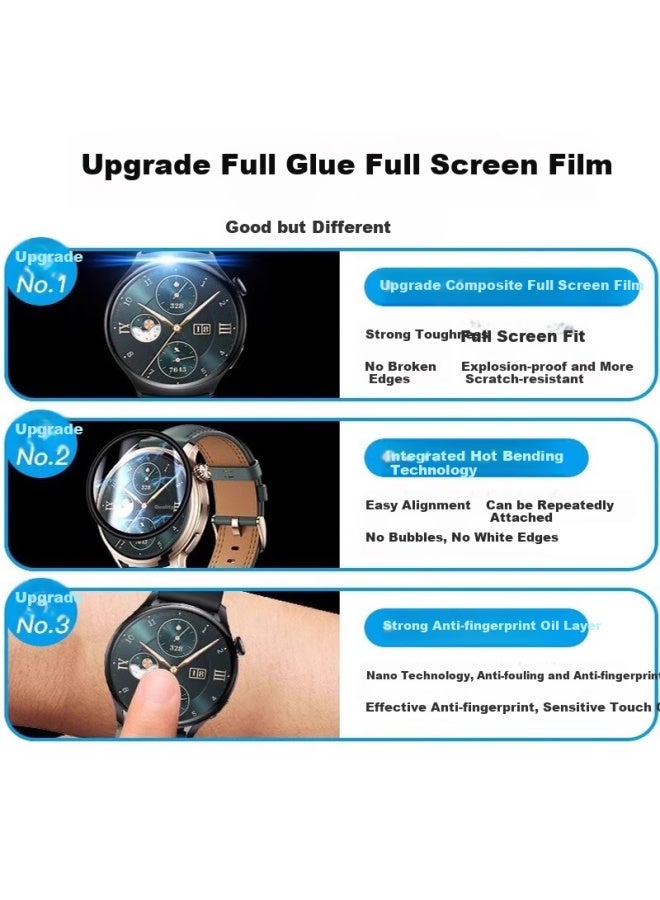 Chensong Screen Protector For Honor Watch 4 Pro, 2-pack غل مائي حراري منحني واقي للشاشة، مقاوم للخدوش تغطية كاملة للشاشة فيلم عالي الوضوح - Image 3