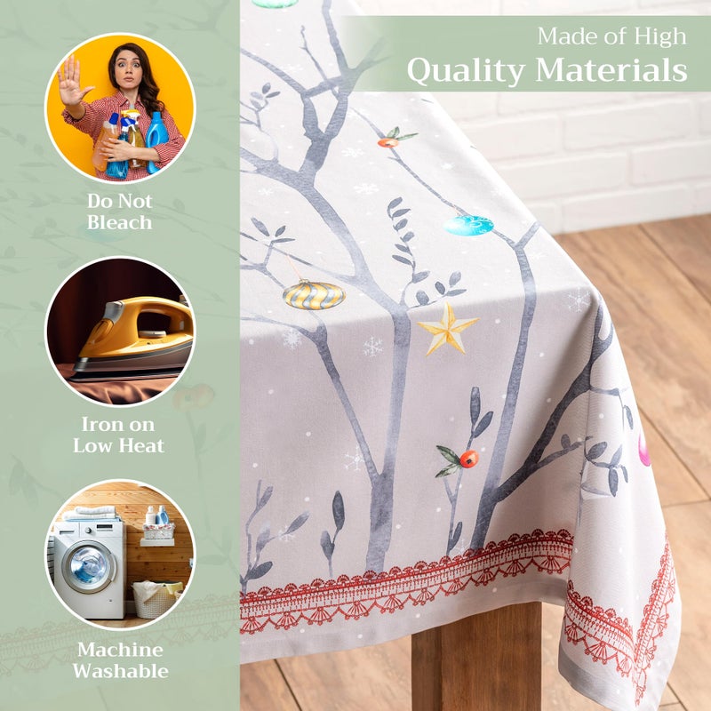ميزون دي هيرمين Maison D 'Hermine 100 ٪ غطاء طاولة القطن - 60 "" X120 "" مستطيل المائدة الزخرفية - مفصل المائدة القابل للغسل لتناول الطعام في المنزل والحفلات - لعيد الميلاد وعيد الميلاد - مجموعة عيد الميلاد الخيالية - Image 3