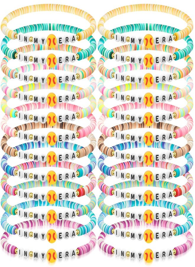 Quelay 24 Pcs Appreciation Bracelets Gift Bulk for Sports Dance, Clay Beaded Stretchy Era Bracelets Party Favor for Volleyball Basketball Tennis Football Softball Vet Tech Team Gifts, 6.69 inches, no - Image 1