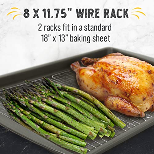 Checkered Chef Cooling Rack for Cooking and Baking - 8” x 11 ¾" Set of 2 Stainless Steel, Oven Safe Grid Wire Cookie Cooling Racks - Image 3