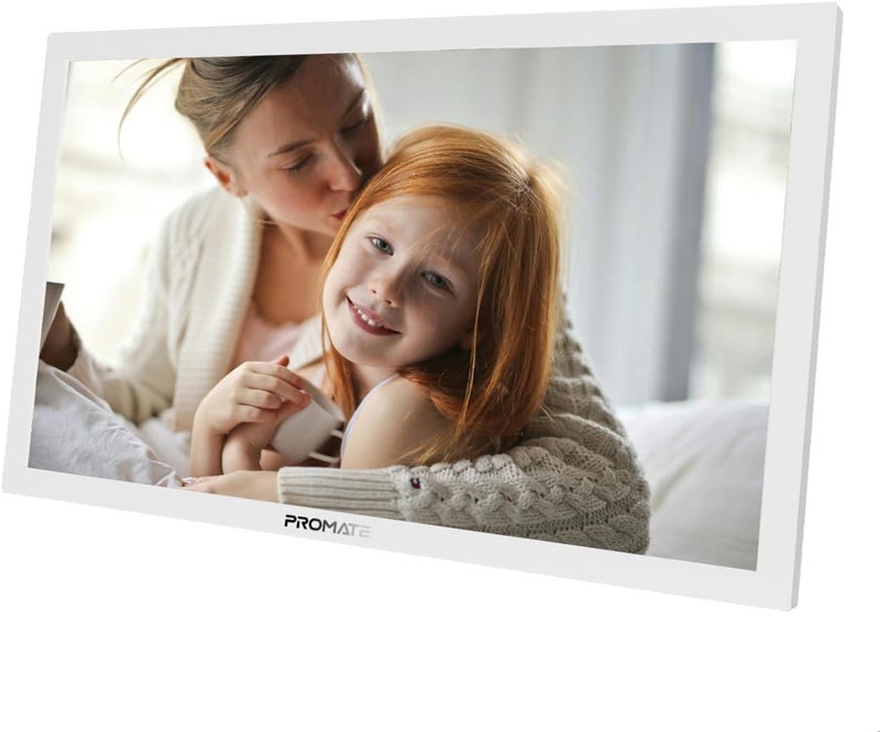 Promate Full HD Digital Photo Frame with 15.6-Inch Touchscreen, 32GB Storage, Wireless App Control, Multi Picture & Video Formats Compatibility, USB/TF Card Support, Dual Speakers, Memoria-15 White - Image 1