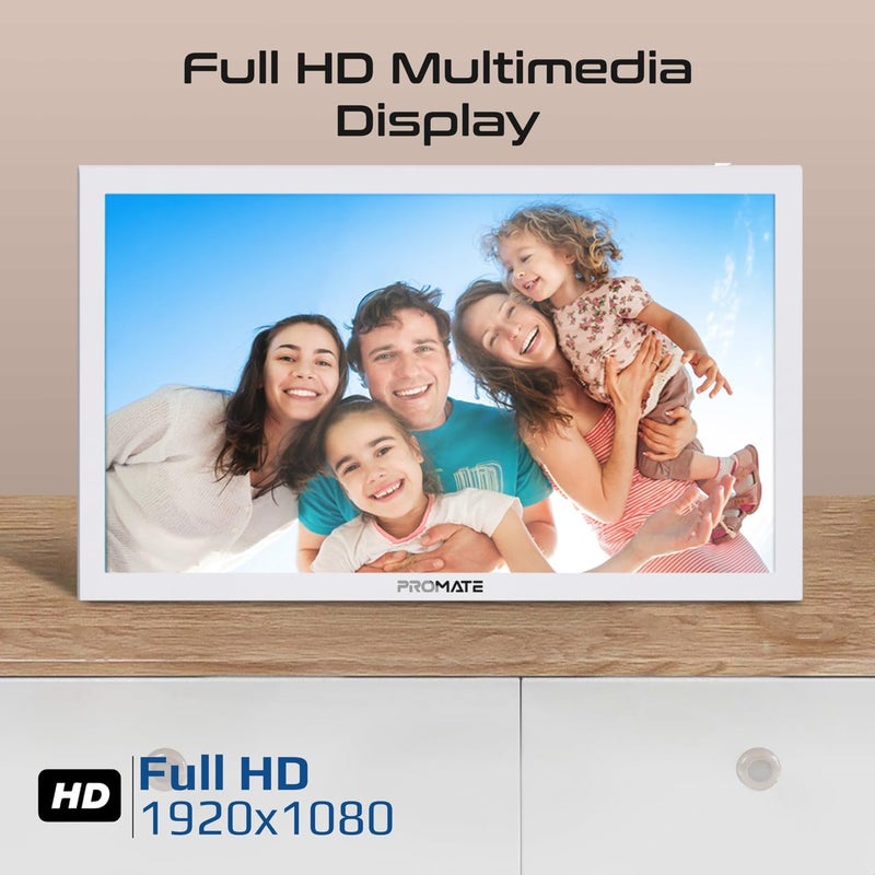 Promate Full HD Digital Photo Frame with 15.6-Inch Touchscreen, 32GB Storage, Wireless App Control, Multi Picture & Video Formats Compatibility, USB/TF Card Support, Dual Speakers, Memoria-15 White - Image 2