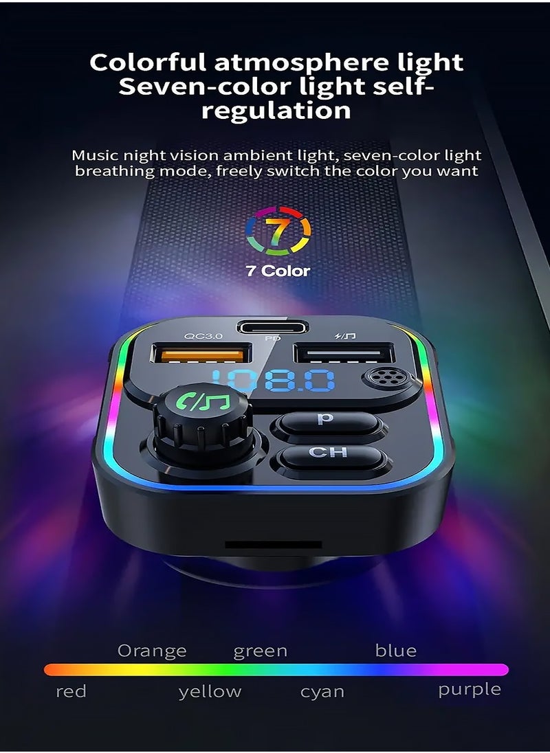 X-level Wireless MP3 Player Car Charger with Multifunctional Colorful Lights,Fast Charging PD,Supports ≤36V Operating Voltage,Plug-in Power Mode and Includes Wireless Functionality  - Image 3
