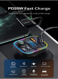X-level Wireless MP3 Player Car Charger with Multifunctional Colorful Lights,Fast Charging PD,Supports ≤36V Operating Voltage,Plug-in Power Mode and Includes Wireless Functionality  - Image 2