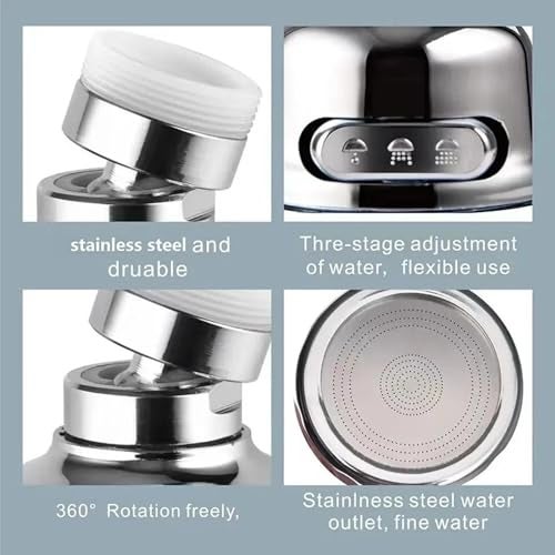 KAMAL SPR-0786 360° Rotatable Kitchen Faucet Sprinkler – Water-Saving Foam Flow, Fits 22mm & 24mm Aerators | Built-in Installation | Set of 1 - Image 3