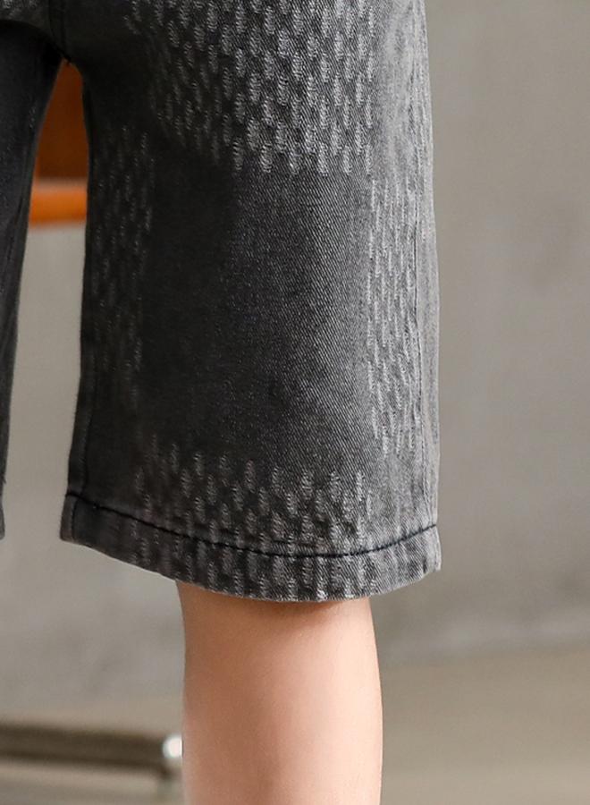 Take Two Boys Cotton Blend Patterned Denim Capri Shorts - Image 3