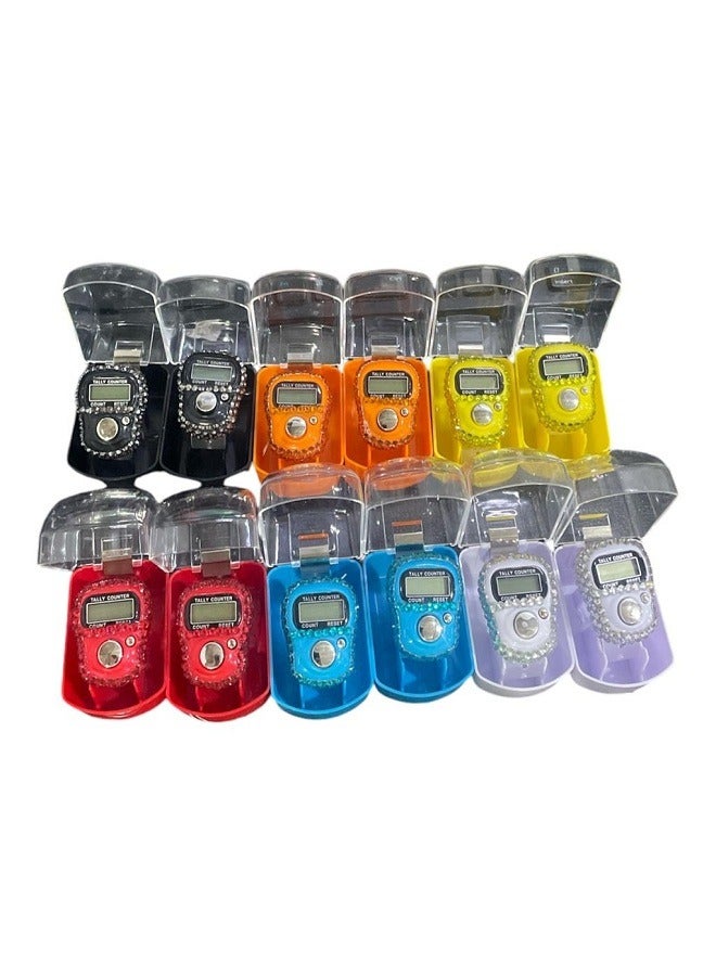 12 Piece Electronic Digital Finger Counter Set, Multi-Color Crystal Design - Image 1