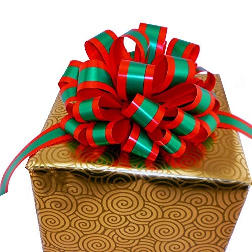 GiftWrap Etc Red Green Striped Christmas Bows - 8" Wide, Set of 6, Xmas Pull Bows for Presents, Gift Baskets, Wreath, Swag, Garland, Winter Holiday Decor, Classroom, Office, Decoration - Image 3