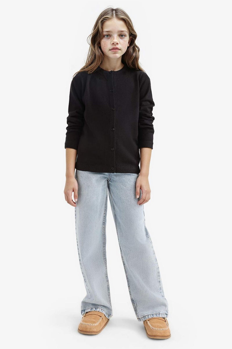 DeFacto Girl Crew Neck Button Down Knit Cardigan - Image 2