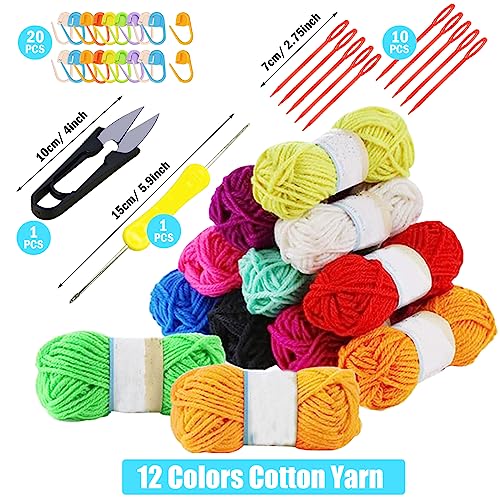 Allazone 58 PCS Clear Plastic Mesh Canvas Sheets for Embroidery, Plastic Mesh Sheets Plastic Canvas with 12 Color Acrylic Yarn for DIY Sewing Bag - Image 2