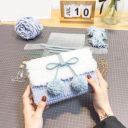 Allazone 58 PCS Clear Plastic Mesh Canvas Sheets for Embroidery, Plastic Mesh Sheets Plastic Canvas with 12 Color Acrylic Yarn for DIY Sewing Bag - Image 3
