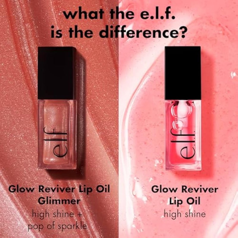elf e.l.f. Glow Reviver Lip Oil Glimmer, Nourishing Tinted Lip Oil For A High-Shine Finish, Infused With Jojoba Oil, Vegan & Cruelty-Free, Divine Wine - Image 5