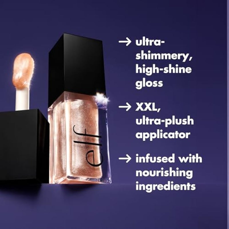 elf e.l.f. Glow Reviver Lip Oil Glimmer, Nourishing Tinted Lip Oil For A High-Shine Finish, Infused With Jojoba Oil, Vegan & Cruelty-Free, Divine Wine - Image 4