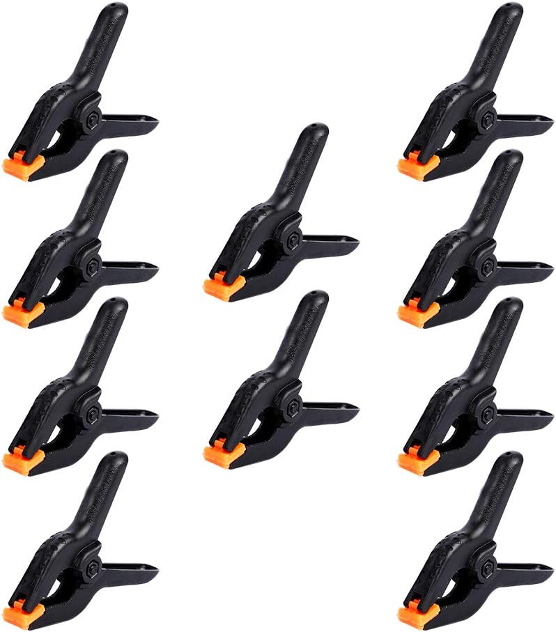 FRICHOM 10 Packs of 3.5 inch Professional Plastic Small Spring Clamps Heavy Duty for Crafts and Backdrop Clips Clamps for Backdrop Stand,Photography, Home Improvement and so on - Image 1