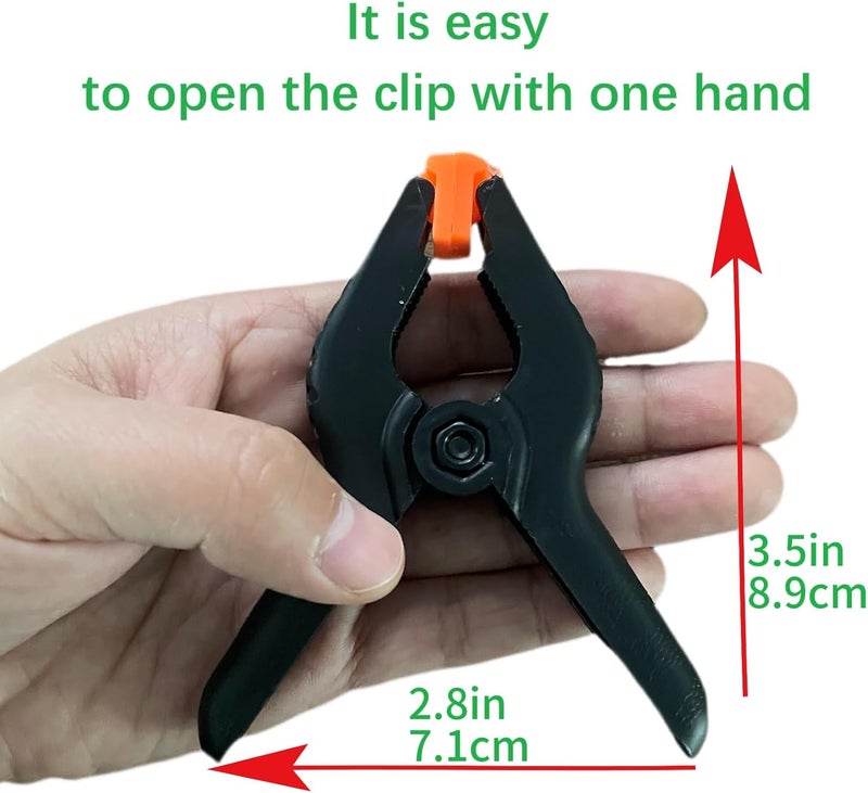 FRICHOM 10 Packs of 3.5 inch Professional Plastic Small Spring Clamps Heavy Duty for Crafts and Backdrop Clips Clamps for Backdrop Stand,Photography, Home Improvement and so on - Image 2