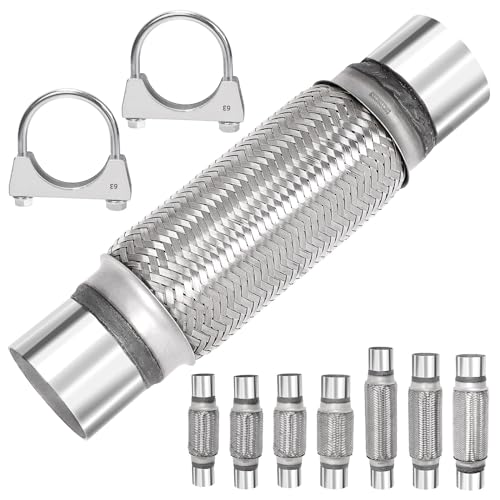 Mardatt 3Pcs Exhaust Flex Pipe Stainless Steel Exhaust Flex Pipe Double Braid Exhaust Flex Tube UBolt Clamp Stainless Steel Muffler UBolt Clamps for Cars Trucks Buses Pipes25 x 8 x 12 - Image 1