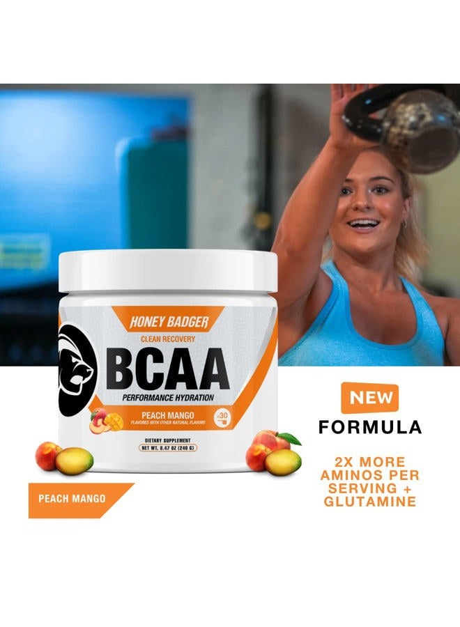 Honey Badger BCAA Amino Acids Powder | Vegan Keto Peach Mango BCAAs + EAA for Men & Women | Electrolytes for Hydration & Post-Workout Recovery | Sugar Free & Paleo | 30 Servings - Image 2