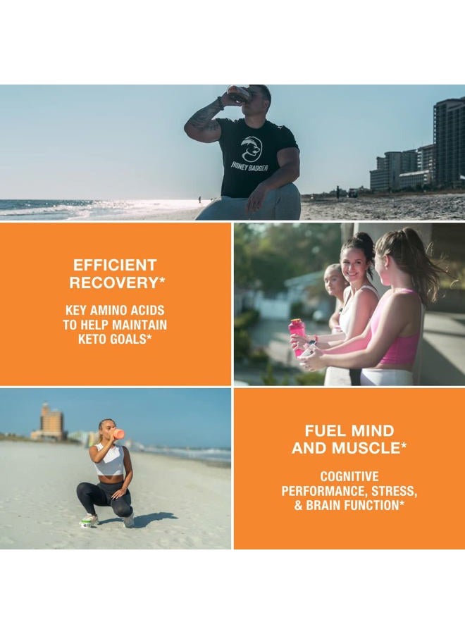 Honey Badger BCAA Amino Acids Powder | Vegan Keto Peach Mango BCAAs + EAA for Men & Women | Electrolytes for Hydration & Post-Workout Recovery | Sugar Free & Paleo | 30 Servings - Image 5