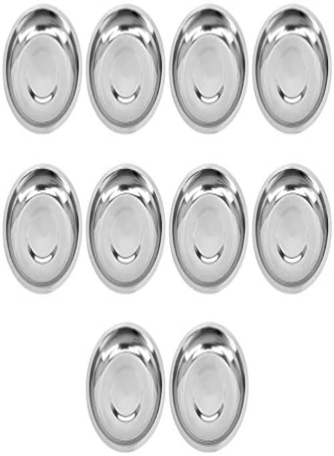 AKDC Yarnow 10Pcs Stainless Steel Dip Bowls Small Seasoning Dishes Saucers Bowl Sushi Dipping Bowl Mini Appetizer Serving Plates Fruit Plates Dish (8Cm)  - Image 3
