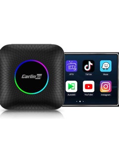 كارلينكت محول اندرويد 13 ايه اي بوكس اصدار LED، كوالكوم 8 نواة، 8+128GB، محول 3 في 1 مع شبكة اتصال خلوية 4G، بث فيديو، شريحة اتصال/بطاقة TF مدمجة، جوجل بلاي، فقط لسيارات كاربلاي السلكية.