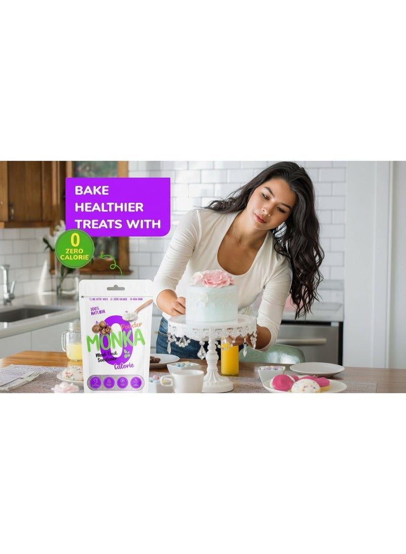 Monka Monk Fruit Sweetener Powder – Zero Calorie Natural Sugar Substitute | Keto & Diabetic Friendly Sweetener | Low Glycemic Sugar Alternative for Coffee, Tea, Baking & Cooking - Image 2
