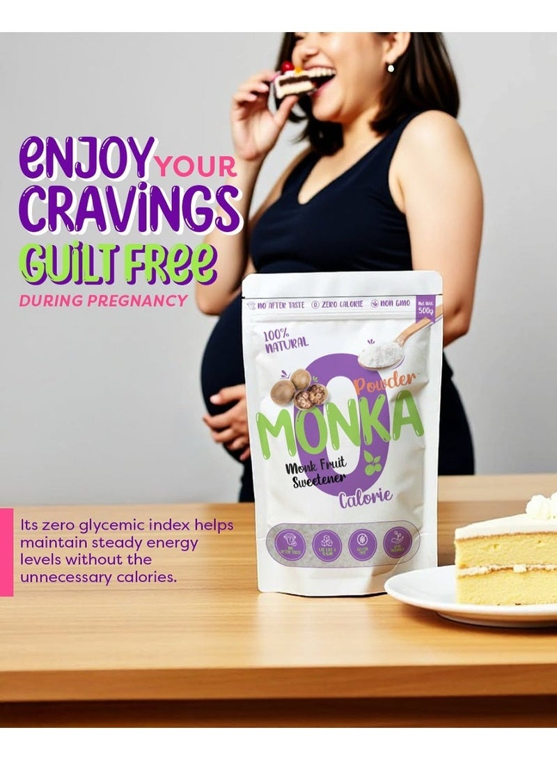 Monka Monk Fruit Sweetener Powder – Zero Calorie Natural Sugar Substitute | Keto & Diabetic Friendly Sweetener | Low Glycemic Sugar Alternative for Coffee, Tea, Baking & Cooking - Image 3
