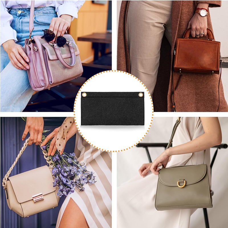 Prasacco 3 Pcs Purse Insert Organizer Purse Dividers For Inside Purse Wallet Insert Organizer Pouch Felt Purse Organizer Insert for Handbags Crossbody, Black - Image 5