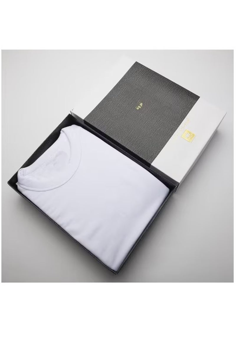 Men's Drosh Fur Pajama Set, Long Sleeve White T-shirt and Pants  - Image 1