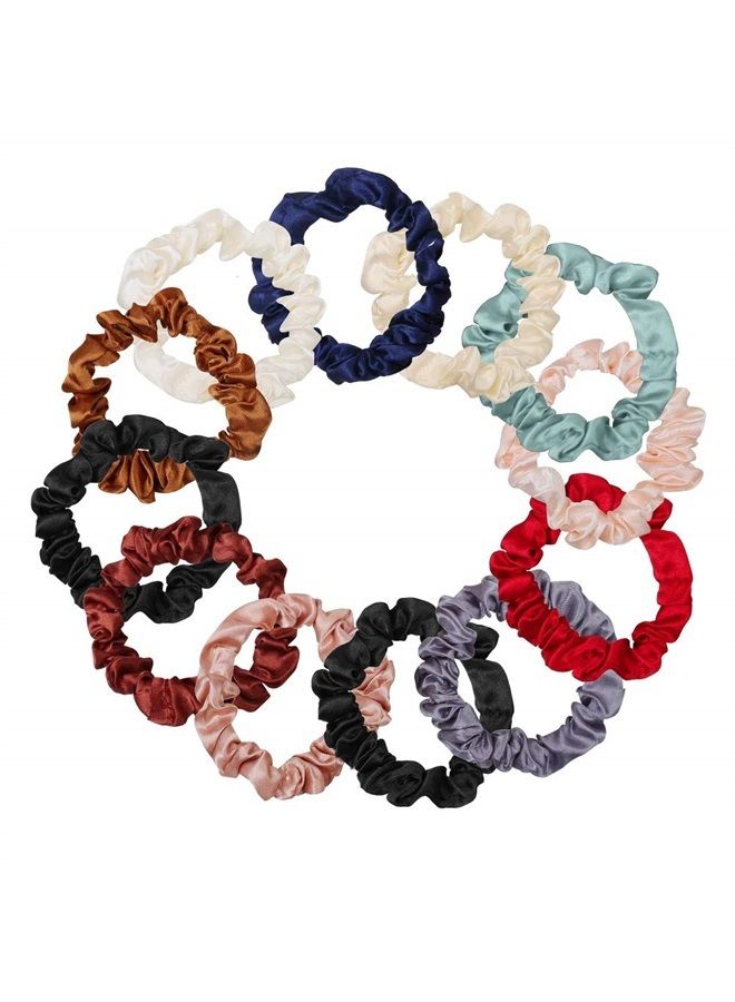 Pengxiaomei 12 قطعة من أربطة الشعر المرنة من الساتان، أربطة شعر حريرية مريحة، أربطة شعر رفيعة، حبال مرنة، حوامل ذيل حصان للنساء والفتيات، هدايا إكسسوارات الشعر - Image 1