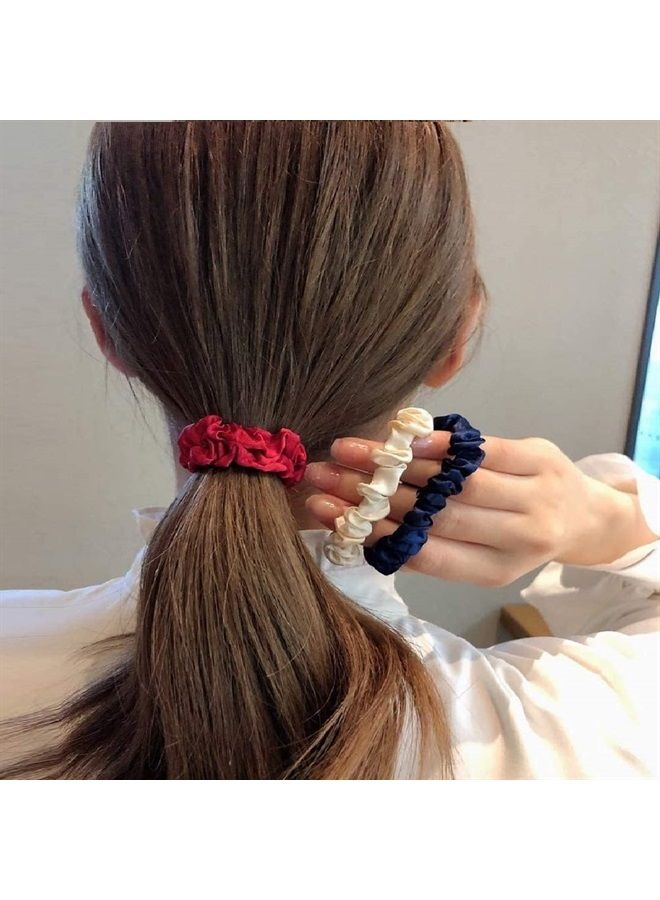 Pengxiaomei 12 قطعة من أربطة الشعر المرنة من الساتان، أربطة شعر حريرية مريحة، أربطة شعر رفيعة، حبال مرنة، حوامل ذيل حصان للنساء والفتيات، هدايا إكسسوارات الشعر - Image 2