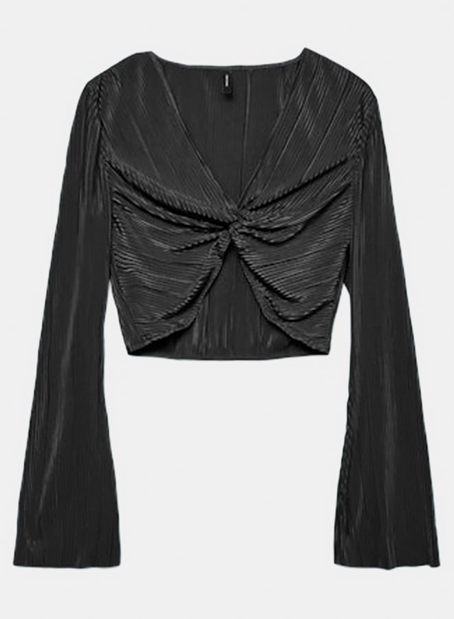 VERO MODA Womens Plis Longsleeve Knot Top Juniors