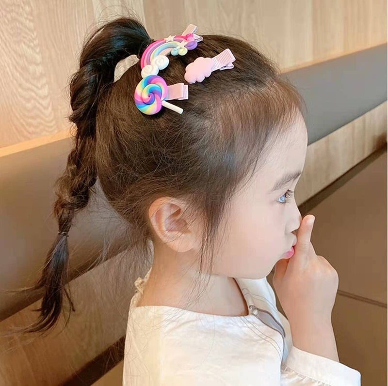 FIgment Hair Clip -Cute Fruit Cartoon Animal Shape Hair Clip Pins Set for Baby Girls, Little Girl Clip Set Hair Stuff Kids Accessory, Flower Candy, Fruits Rainbow, Butterflies for Hairstyles (Multi) - Image 5