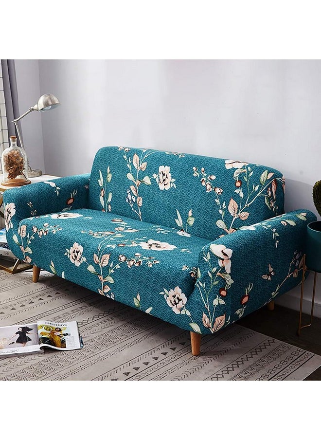HOUSE OF QUIRK House of Quirk Universal Triple Seater Sofa Cover Big Elasticity Cover for Couch 140 GSM Sofa Slipcover (Bottle Green Flower, 185-230cm)  - Image 1