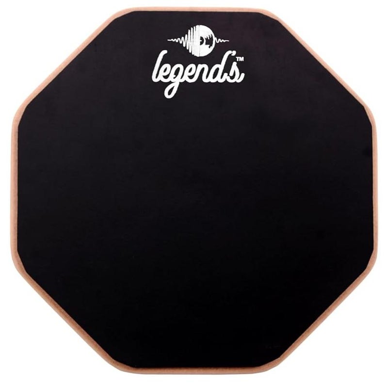 Legends 2 Sided Drum Practice Pad - Black (Practice pad only) (12 inches) | Drum Pad for Practice | Musical Instruments - Image 1