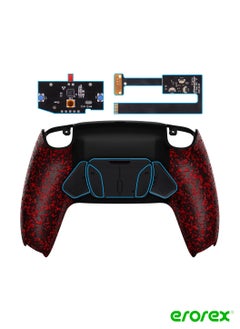eXtremeRate Blue Rubberized Grip Programable RISE4 Remap Kit for PS5 Controller BDM 010 & BDM 020, Upgrade Board & Redesigned Back Shell & 4 Back Buttons for PS5 Controller