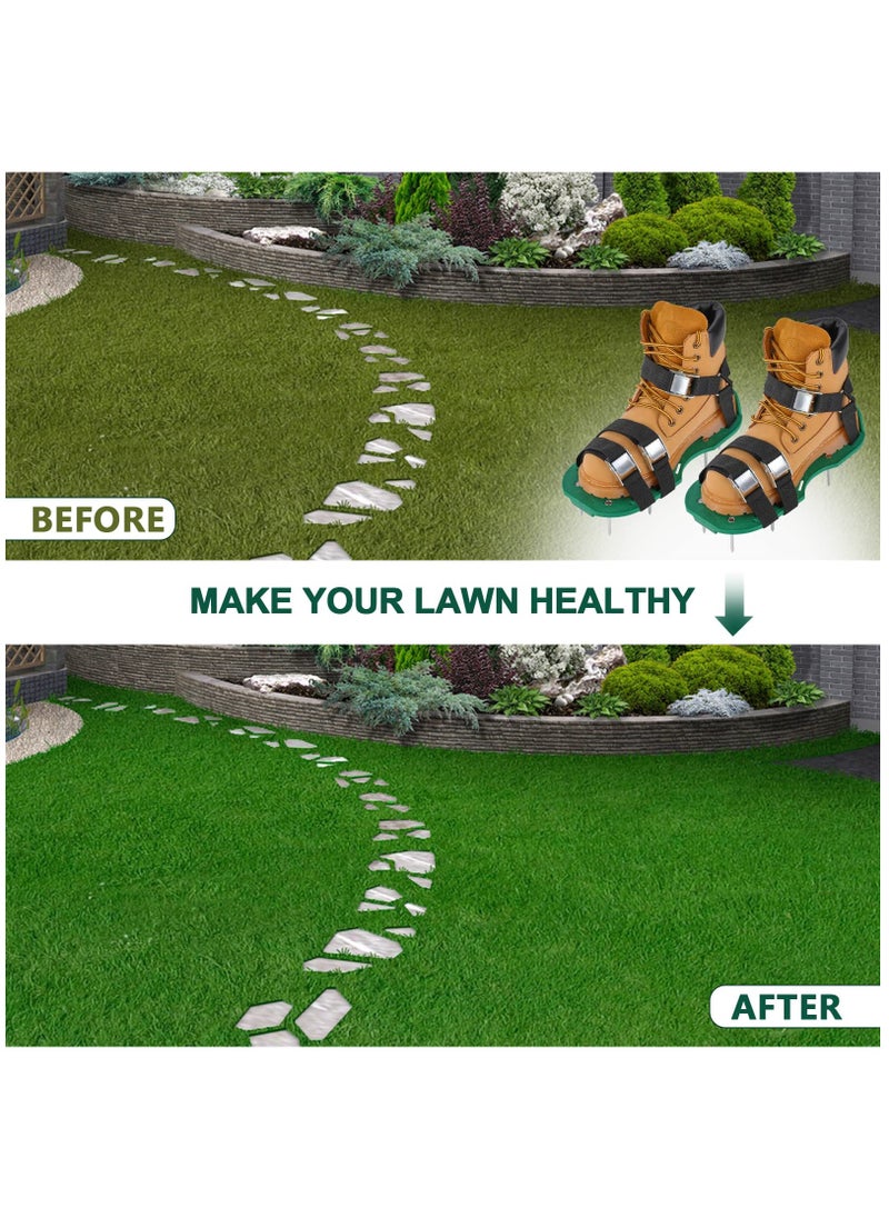 SYOSI - Aerator Shoes Lawn Aerator, Aeration Shoes for Lawn, Aerator Lawn Tool Revives Lawn Health, Aerating Shoe Spikes with 26 Aerating Spikes, Aerator Spikes - Image 1