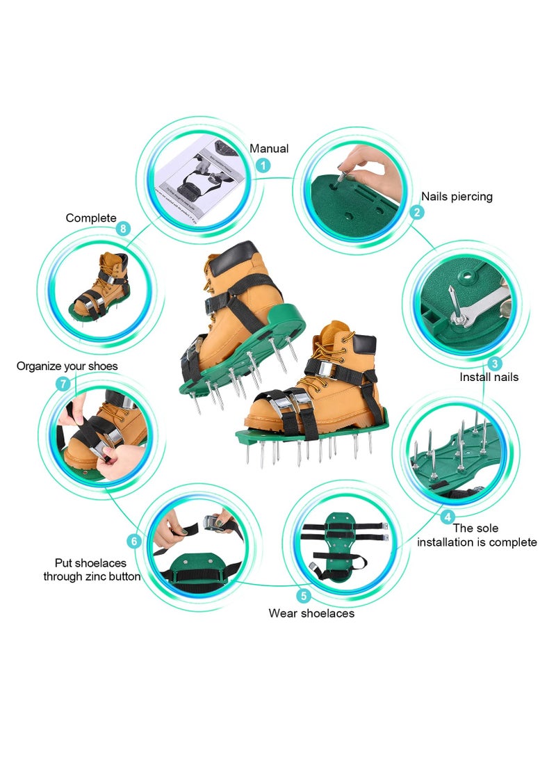 SYOSI - Aerator Shoes Lawn Aerator, Aeration Shoes for Lawn, Aerator Lawn Tool Revives Lawn Health, Aerating Shoe Spikes with 26 Aerating Spikes, Aerator Spikes - Image 1
