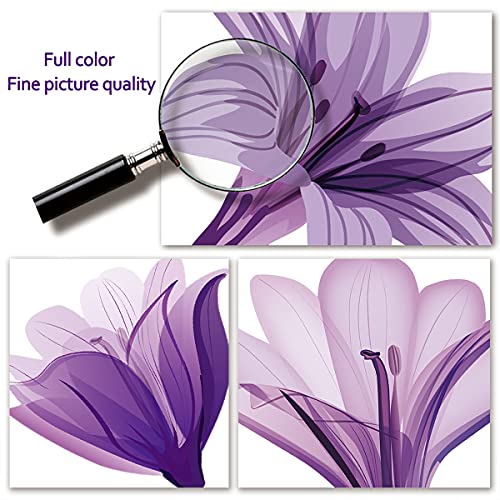 LiveGallery Beautiful Lovely Lily Flowers Wall Decals Removable DIY Butterfly Flower Vines Art Decor Wall Stickers Murals for Living Room TV Background Kids Gilrs Rooms Bedroom Decoration (Purple) - Image 4