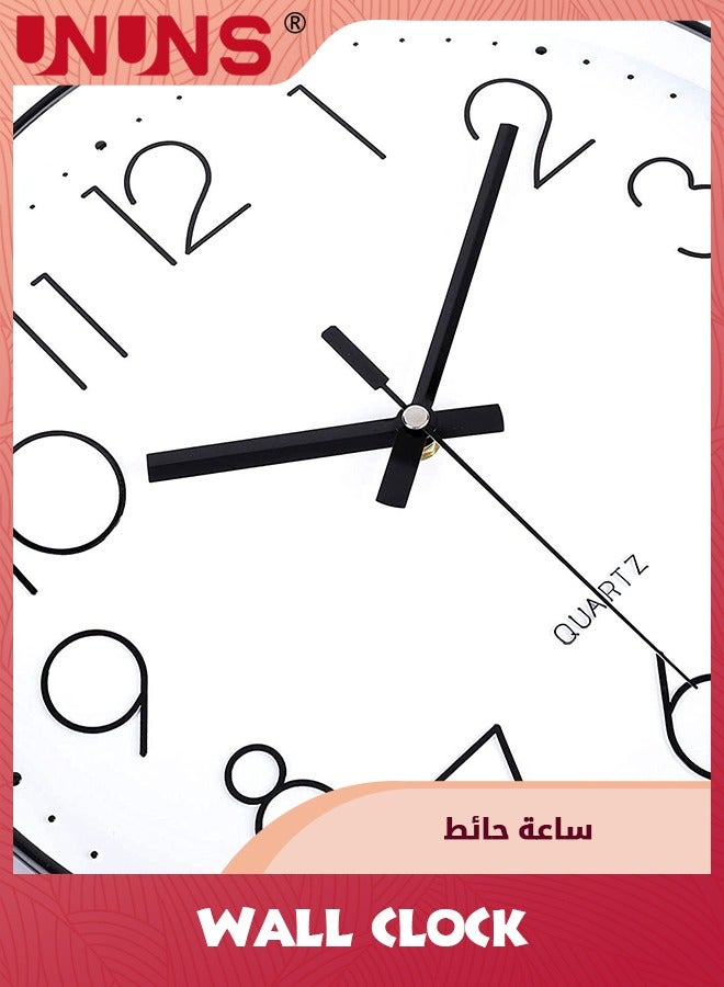 UNUNS ساعة حائط، ساعات حائط دائرية كوارتز عالية الجودة مقاس 12 بوصة، تعمل بالبطارية، سهلة القراءة، ساعة حائط صامتة لغرفة النوم/غرفة المعيشة/المطبخ/المكتب/المدرسة/ديكور المنزل، أسود - Image 4