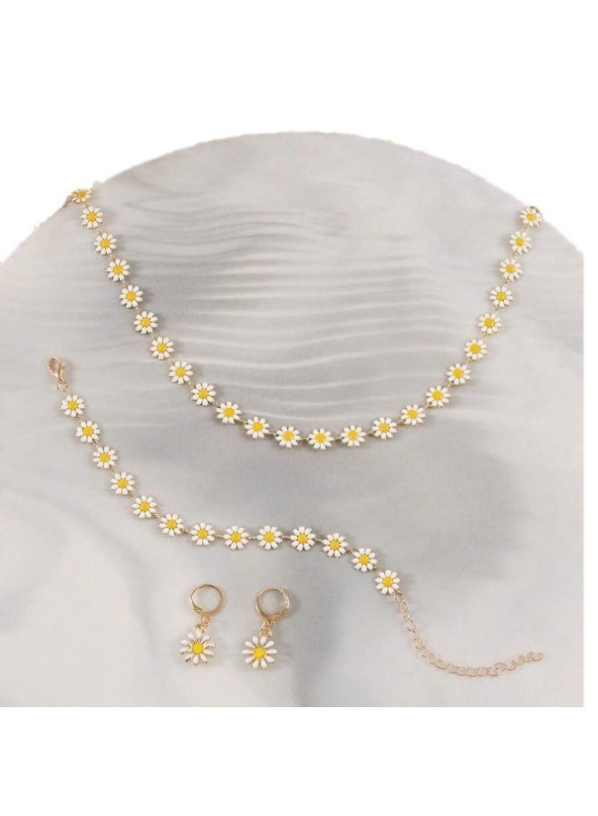 Minimalist Daisy Jewelry Set for Women – Necklace, Earrings & Bracelet | Elegant Lightweight Gift Box Packaging - Image 5