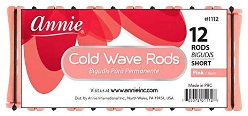 Annie- Short Cold Wave Rods with Rubber Band - Hair Curling and Perm Styling - Pink - Set of (3) Packs of 12 (36 Pieces) - Image 1