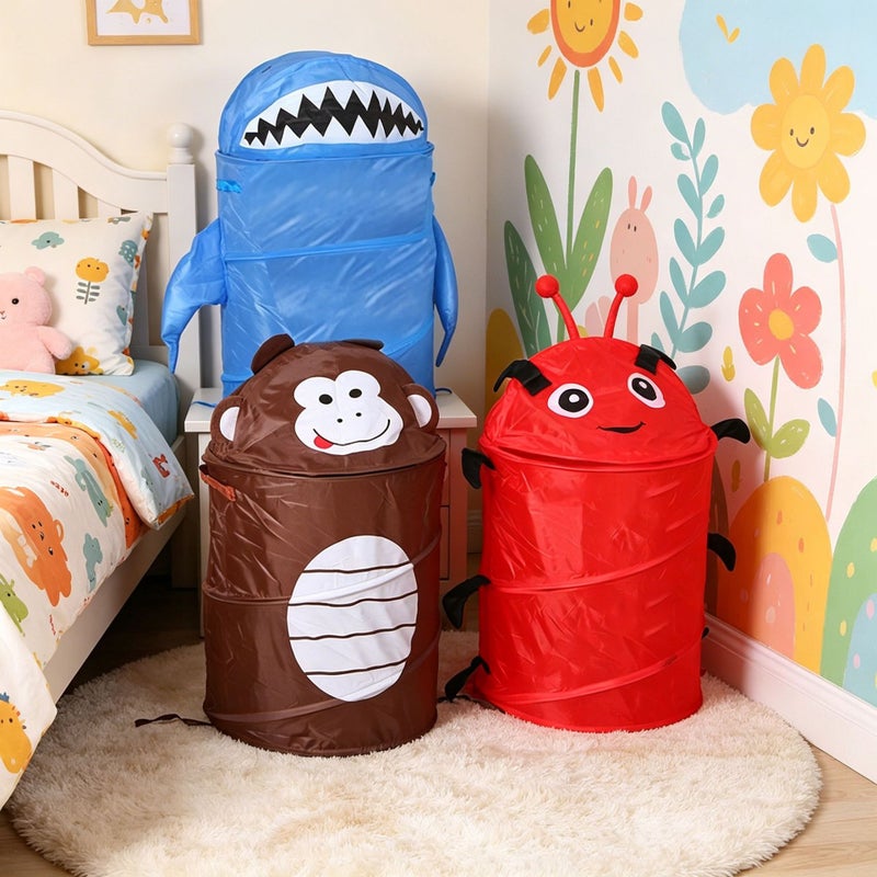 3D Cartoon Foldable Storage Basket for Kids' Toys and Clothes - Dustproof, Large Capacity Laundry  Bin - Image 1