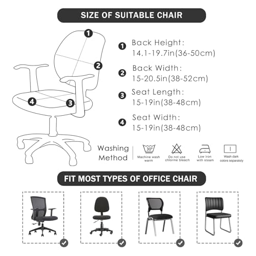 FORCHEER Desk Chair Cover Pink Jacquard Stretchable Two Pieces Split Office Chair Covers Water Resistant Washable - Image 3