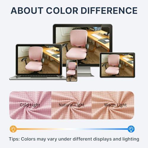 FORCHEER Desk Chair Cover Pink Jacquard Stretchable Two Pieces Split Office Chair Covers Water Resistant Washable - Image 4