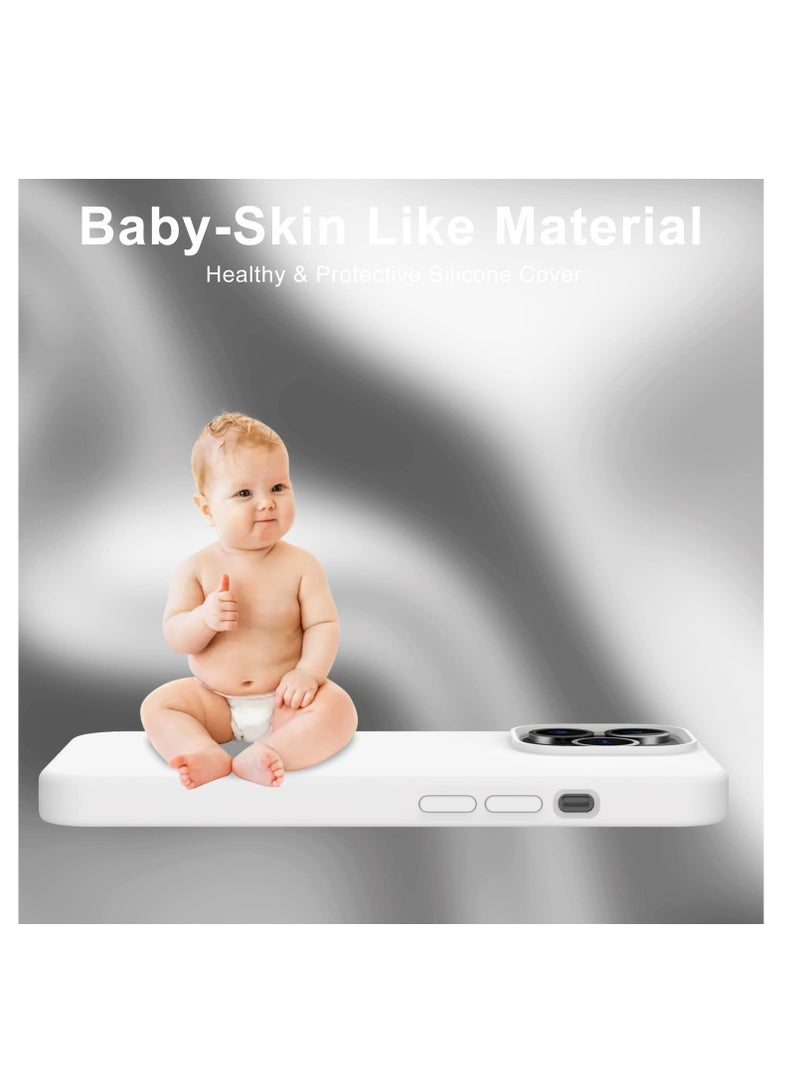 إلترازون iPhone 14 Pro Max Case with Screen Protector Soft Flexible Silicone Gel Rubber Bumper Cover Slim Fit Shockproof Protective Phone Case for iPhone 14 Pro Max 6.7" White - Image 3