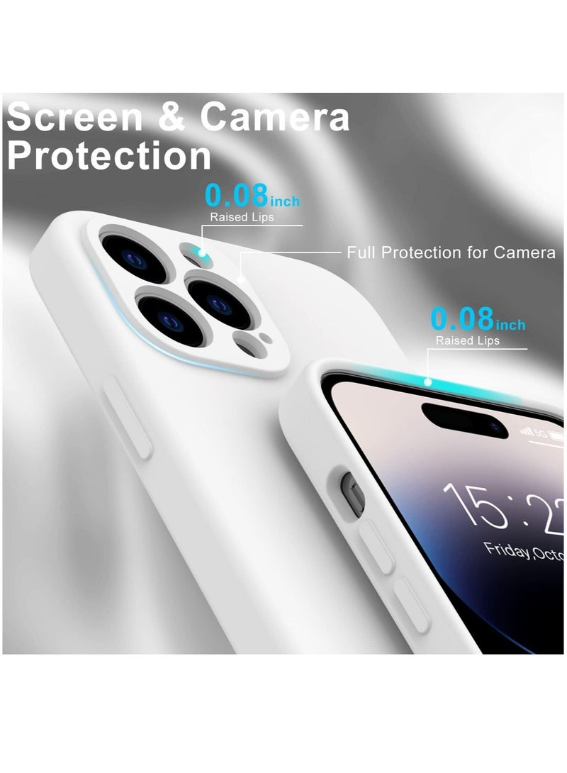 إلترازون iPhone 14 Pro Max Case with Screen Protector Soft Flexible Silicone Gel Rubber Bumper Cover Slim Fit Shockproof Protective Phone Case for iPhone 14 Pro Max 6.7" White - Image 4