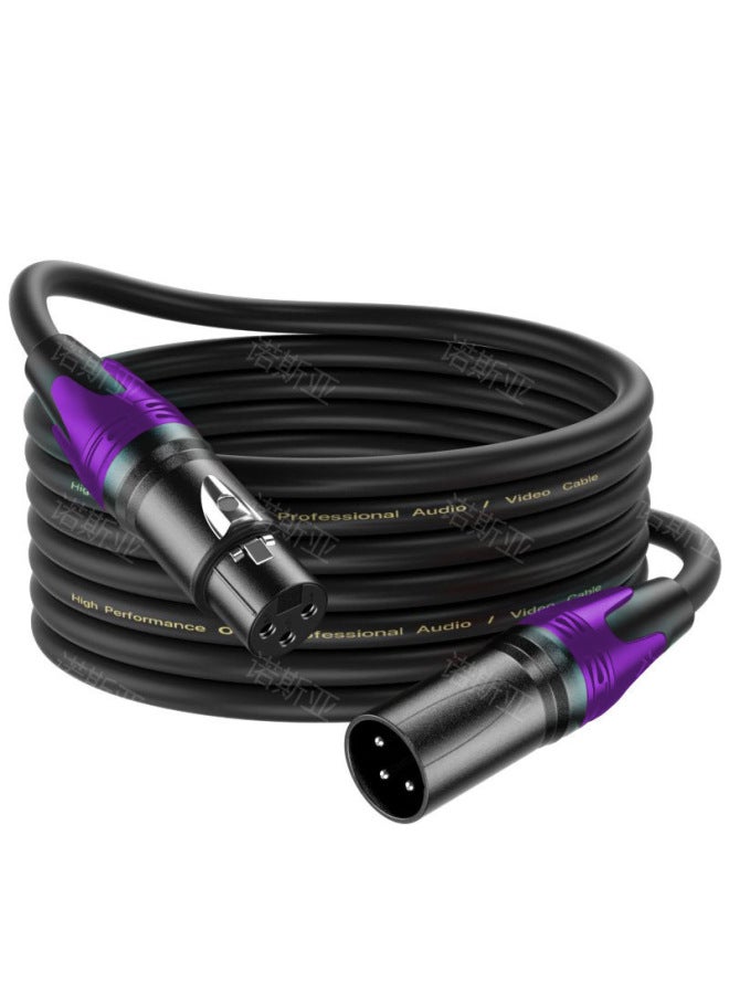 XLR Three-core Cannon Line Male To Female Audio Line KTV Audio Microphone Cable Professional Microphone Cannon-Color:Xlr Wire Purple Tail Ring*ofc Oxygen-free Copper*3 Core*od6.0*black*pvc-Length:2m  - Image 1