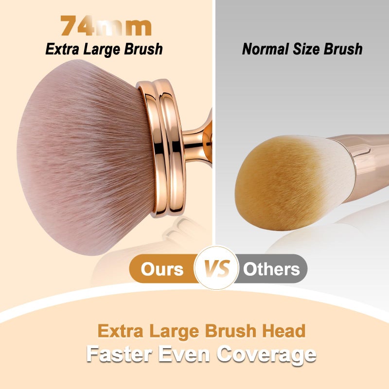 BEAUTYFACTOR Extra Large Body Makeup Brush, Professional Self Tan Brush for Flawless Application, Wide Headed Body Bronzer & Leg Makeup Applicator, Streak-Free Blending Brush for Back & Arms (Gold) - Image 4
